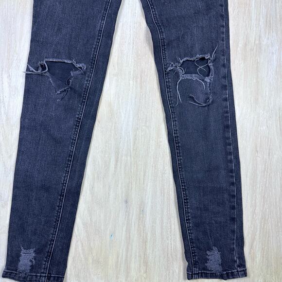 ASOS Faded Black Distressed Ripped Grunge Edgy High Rise Skinny Denim Jeans 26 - Picture 6 of 16